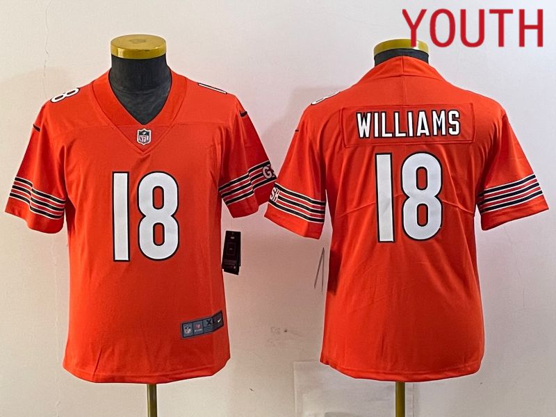 Youth Chicago Bears 18 Williams Orange Second generation 2024 Nike Limited NFL Jersey style 1